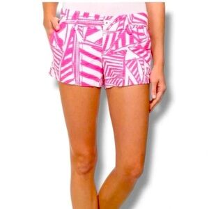 Lilly Pulitzer The Callahan Pink and White Geometric Shorts